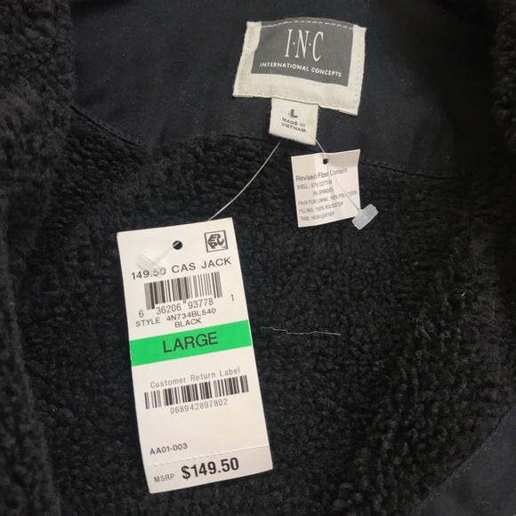 NWT INC Faux Fur Lining Bomber Jacket Sz L - Picture 4 of 8